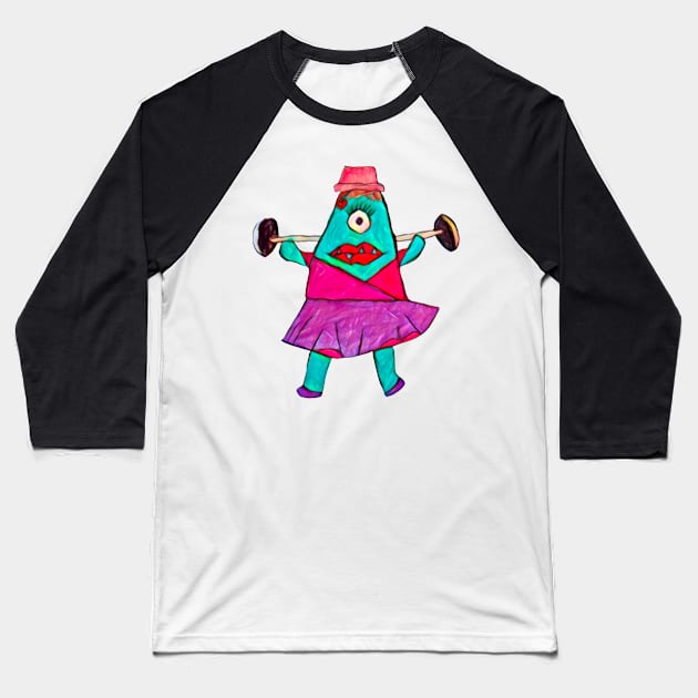 Buff Cyclops Femme Baseball T-Shirt by LuvbuzzArt